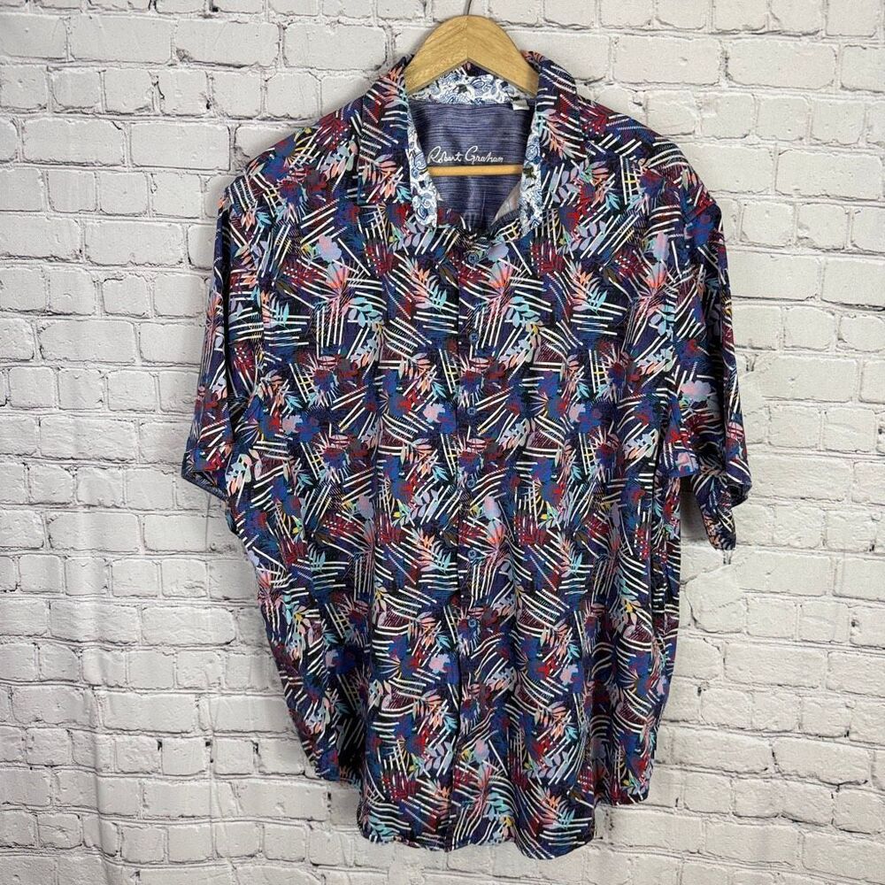 Robert Graham Abstract Short Sleeve Button Down Shirt 2X